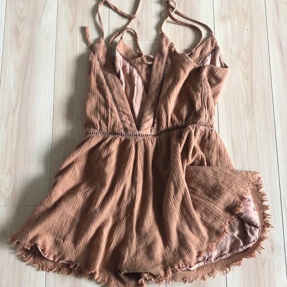 Tobi Lace Up Romper in Copper - Picture 4 of 6